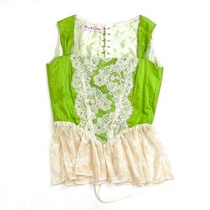 DO YOU LARP? Apple Green Silk Camisole with Lace